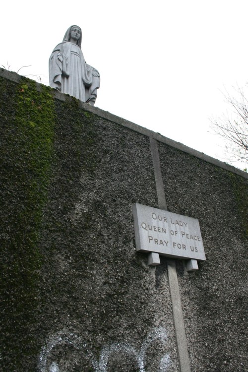 Street-level view of the statue