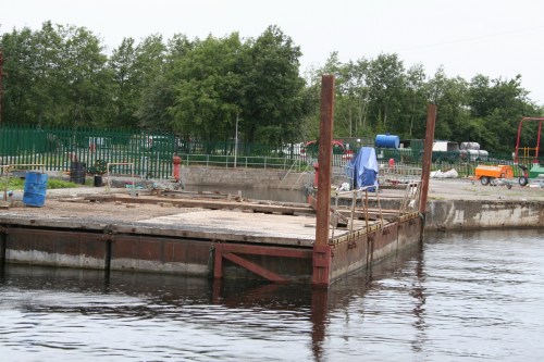 WI pontoon at Roosky_resize Large WI pontoon outside the dry dock at Roosky