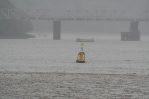 NB Earnest at Barrow Bridge 08_resize NB Earnest passes under Barrow Bridge in the rain