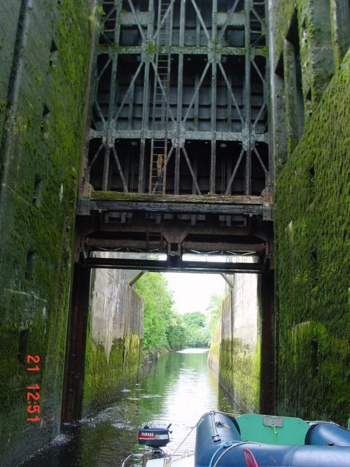 Looking under the gate down the canal