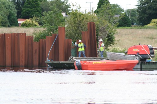 The bitts and the blue rope come into use