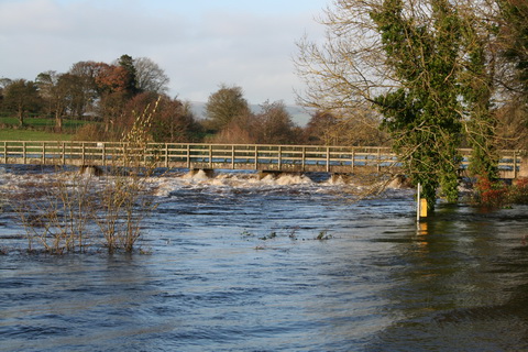 The footbridge in the floods of November 2009