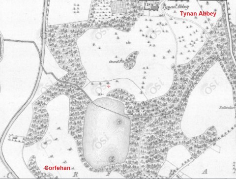 Corfehan and Tynan site of swing bridge on the Ulster Canal (OSI ~1900)