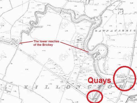 The lower reaches of the Brickey (OSI ~1900) showing two quays